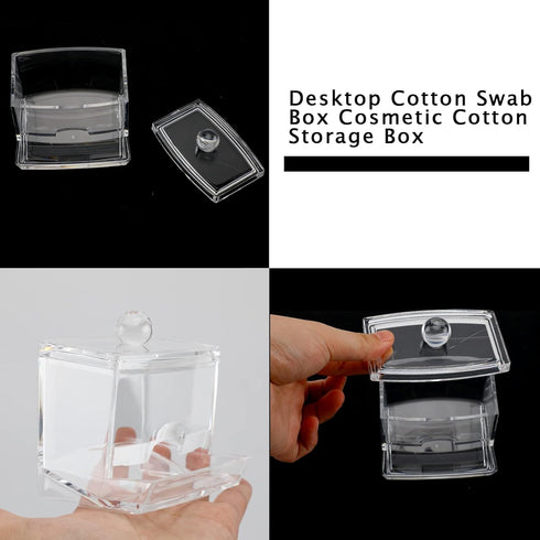 10 Ounce Cotton Swab Pad Holder With Lid Large Acrylic Clear Bathroom Organizer, Cotton Ball Holder Apothecary Jar for Makeup Pads/Toothpicks/Dent...