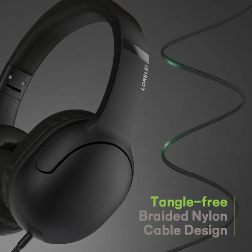 LORELEI E5 Wired Headphones for Kids Foldable & 3.5mm Jack Tangle Free Nylon Wire Stereo On Ear Headsets for Kids/Children/School/Tablet/Ipad/Kidd...