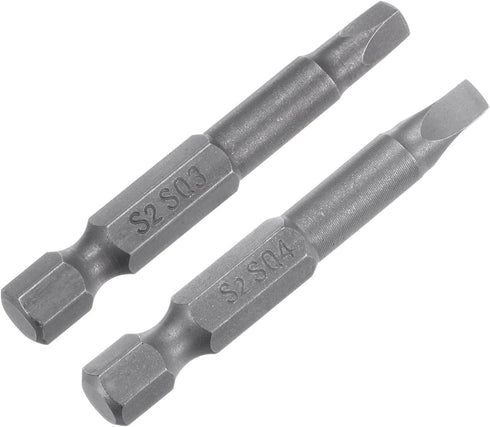 2pcs SQ3 SQ4 Square Screwdriver Bit 1/4" Hex Shank 2" Length Magnetic Security Screw Driver Power Tool...