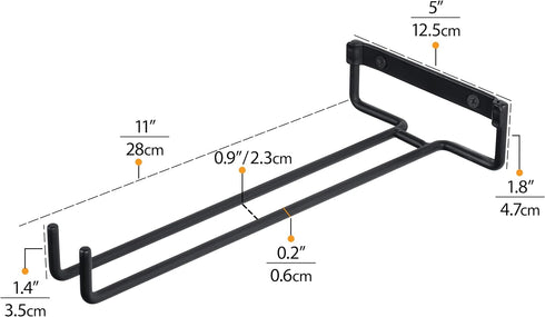 Wallniture Chiraz Stemware Wine Glass Rack Wall Mountable Wrought Iron Black 11 Inch Set of 4...