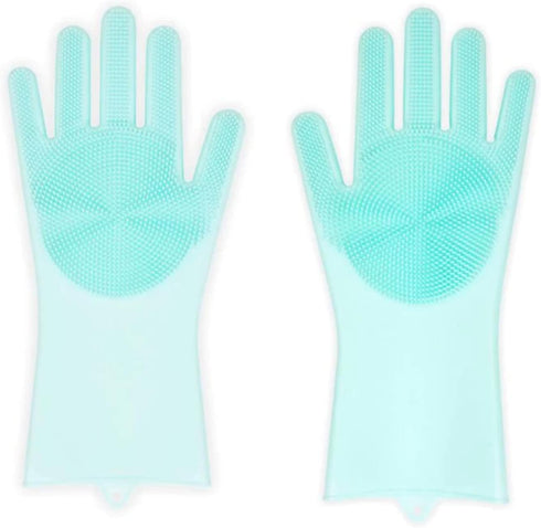 1 Pair of BPA FREE Silicone Dishwashing Gloves for Kitchen Silicone Scrubbing Gloves Soft Bristles Cleaning Pet Care Washing Reusable Non-Slip & H...