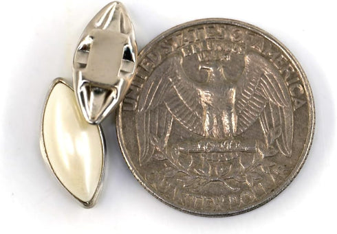 20 pcs Decorative Oval Faux Pearl Cross Hole Metal Base Sewing Buttons - 15x7mm - 5/8"...