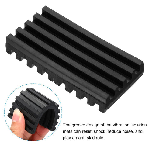 PATIKIL Rubber Anti-Vibration Pads, 4 Pcs Vibration Isolation Mats 4" x 2" x 0.6" for HVAC, Air Conditioner, Air Compressor, Washer, Dryer, Black...