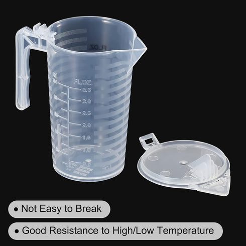 PATIKIL Graduated Beaker, 100ml PP Plastic Liquid Measuring Cup Double Sided Black Graduations with Handle Lid and Spout for Lab Kitchen Home...
