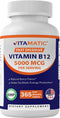 Vitamatic Vitamin B12 5000 mcg per Serving Fast Dissolve 365 Tablets - Berry Flavor - Supports Energy Metabolism...