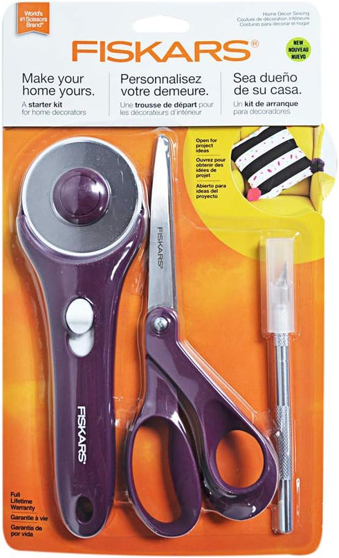 Fiskars Crafts Fiskars Home Décor Sewing Starter Kit (3pc), Purple 3 Count...