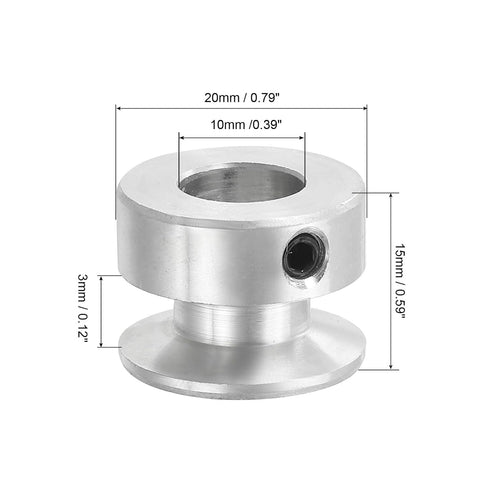 PATIKIL V-Belt Pulley, 10mm Fixed Bore 20mm Outer Dia Single Groove Pulley Wheel Aluminum Alloy V-Groove Drive Pulley for Motor Shaft 1-3MM PU Rou...