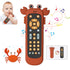 Baby TV Remote Control Toy with Soft Silicone Teether Cute Crab Cover, Musical Realistic Play Remote Toy with Light and Sound, 3 Language Educatio...