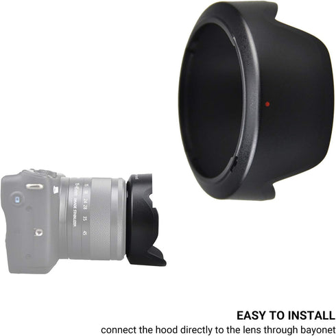 Reversible Lens Hood for Canon EF-M 15-45mm F3.5-6.3 is STM and RF-S 18-45mm F4.5-6.3 is STM Lens on EOS R100 R50 R10 R7 M50 M6 Mark II M200 M100 ...