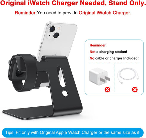 OMOTON Stand for Apple Watch - 2 in 1 Universal Desktop Stand Holder (Not Include Charger) for All iPhone 15 14 13 12 and Apple Watch Series 9/8/S...