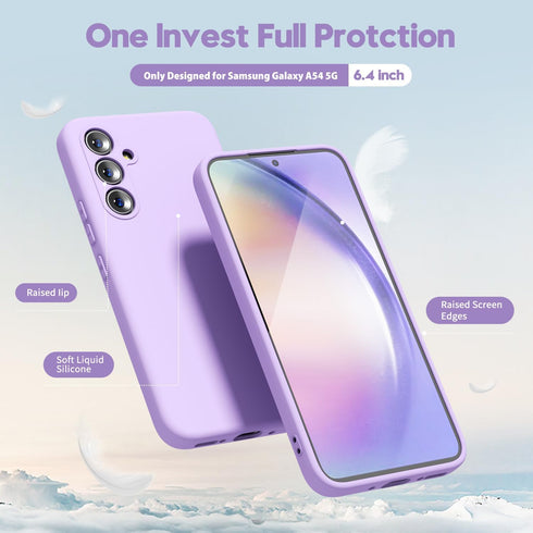 oakxco for Samsung Galaxy A54 5G Phone Case Liquid Silicone, Cute Thin Slim Soft Rubber TPU Plain Smooth Gel Cover for Women Girl, Matte Solid Pro...