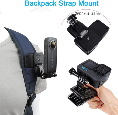 Accessories Kit for Insta360 One X4/X3/X2/X, One R, X and GoPro Hero 9,New Quick Release Head Strap Mount + Chest Mount Harness + Backpack Clip Ho...