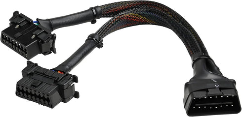 iKKEGOL 30cm 16 Pin OBD2 OBDII J1962 Y Cable Cord Splitter Extension 1x Male to 2X Female Braid Connector 12"...