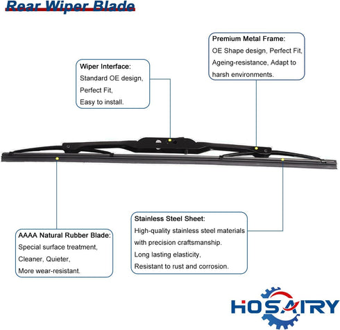 Rear Wiper Arm Blade Set for Dodge Grand Caravan 2011-2019, for Chrysler Town and Country 2011-2016 Rear Windshield Wiper Arm Blade Assembly 68078...