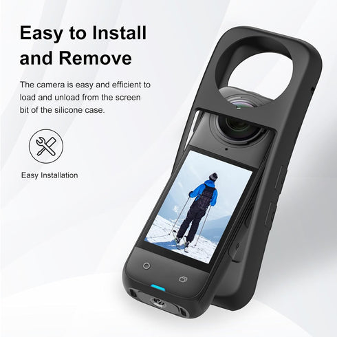 PULUZ Silicone Protective Case for Insta360 X4 with Lens Cap, Soft Camera Protective Cover and Standard Lens Guard for Insta 360 X4 Accessories(Bl...