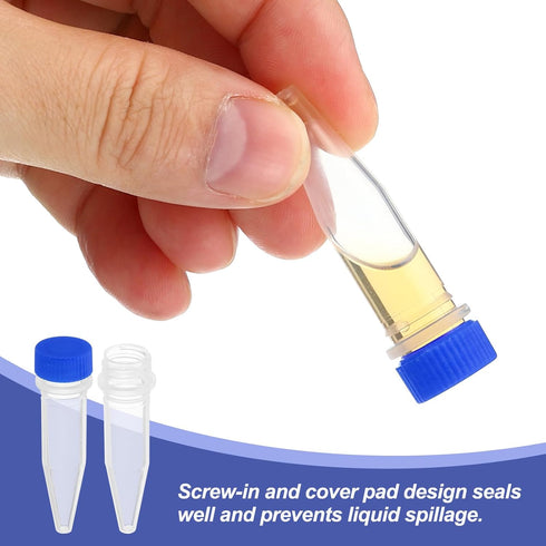 PATIKIL 1.5ml Plastic Cryogenic, 25Pcs Cryogenic Vial Screw Top Frozen Test Tube for Lab Laboratory Science, Blue Cap...