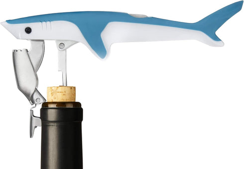 True Shark Corkscrew, Soft Touch Double-Hinged Waiter’s Style Corkscrew Wine Bottle Opener, Gift for Wine Lovers and Animal Lovers...