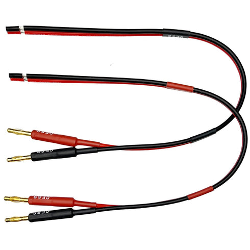 CESS-225-1f Banana Plug Adapter Connector to Bare Wire Open End Audio Cable DIY for Speakers & Amplifier, 2-Channel, 14 Gauge (1 Foot)...