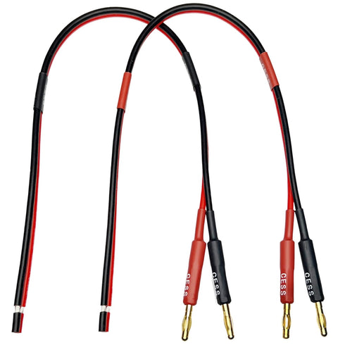 CESS-225-1f Banana Plug Adapter Connector to Bare Wire Open End Audio Cable DIY for Speakers & Amplifier, 2-Channel, 14 Gauge (1 Foot)...