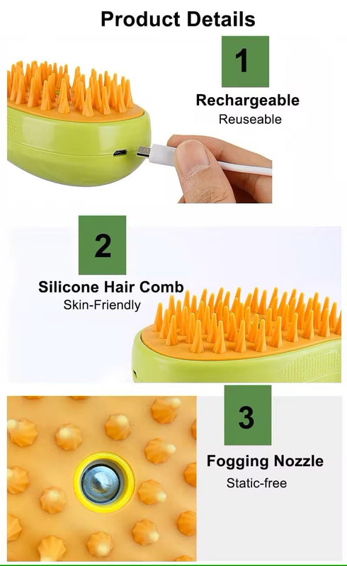 2024 Multifunctional Cat Dog Hair Brush for Removing Tangled and Loose Hair, Steamy Cat Brush, 3 In1 Cat Steamy Brush for Massage, Cat Grooming Br...