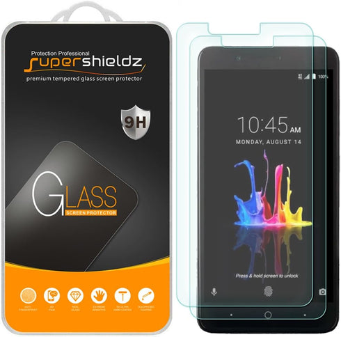Supershieldz (2 Pack) Designed for ZTE (Blade Z Max) Tempered Glass Screen Protector, Anti Scratch, Bubble Free...