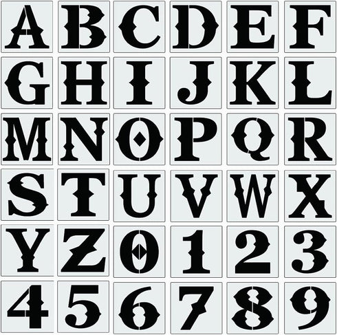 6 Inch Letter Stencils for Painting On Wood, 36pcs Alphabet Stencils Retro Letter Number Templates,Reusable& Flexible for Drawing On Wall,Sign,Can...