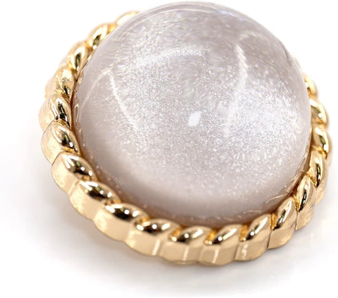 20 pcs Clear Glass Dome Gray Shimmer Layer Sewing Metal Shank Coat Buttons -25mm -1"...