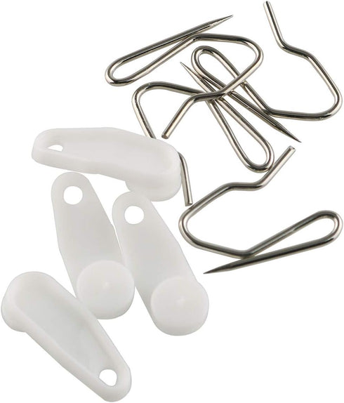 E-outstanding 50 Sets White Plastic Traverse Rod Slides Rail Glider and Metal Curtain Hooks Window Curtain Accessories...
