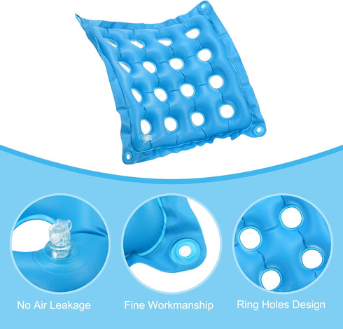 PATIKIL Inflatable Seat Cushion, 2 Pack Portable Air Seat Chair Cushions Breathable PVC Square Seat Pad for Home Wheelchairs Office Chairs, Blue...