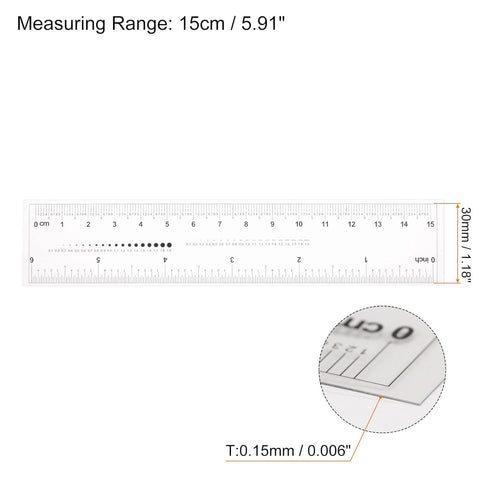 Film Flexible Ruler 6 Inch 1mm Scale PET Plastic Covered Folding Straight Ruler Calibration Soft Ruler Measuring Tool for Factory, Transparent...