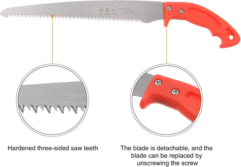 Hand Pruning Saw with Scabbard 11 Inch Gardening Hand Saw Tree Limb Cutter Garden Pruner Tool for Camping, Trimming Dry Wood and Fruit Trees, Easy...