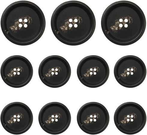 11 Pieces Natural Horn Buttons for Blazer and Suit, 20mm 15mm Genuine Buffalo Buttons for Men Women's Sport Jacket Coat Uniforms Sweaters Black...
