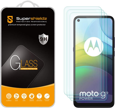 Supershieldz (3 Pack) Designed for Motorola Moto G9 Power Tempered Glass Screen Protector, Anti Scratch, Bubble Free...