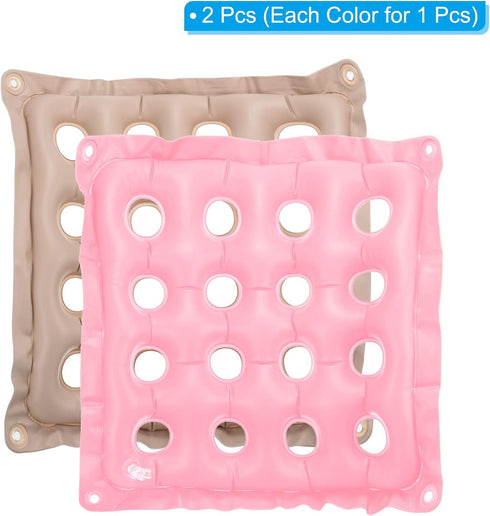 PATIKIL Inflatable Seat Cushion, 2 Pack Portable Air Seat Chair Cushions Breathable PVC Square Seat Pad for Home Wheelchairs Office Chairs, Pink G...
