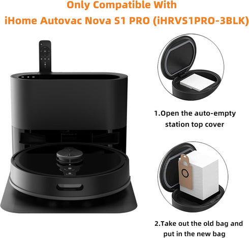 10 Pack Vacuum Bags for iHome AutoVac Nova S1 Pro Robot Vacuum Cleaner iHRVS1PRO-3BLK Replacement 10 Dust Bags...