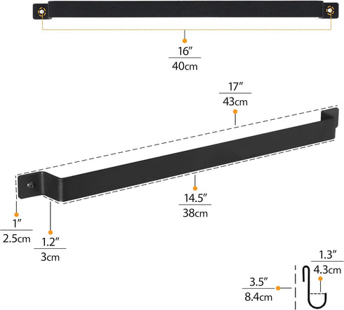 Wallniture Gourmet Kitchen Rail with 10 Hooks, Wall Mounted Wrought Iron Hanging Utensil Holder Rack with Black 17 Inch...