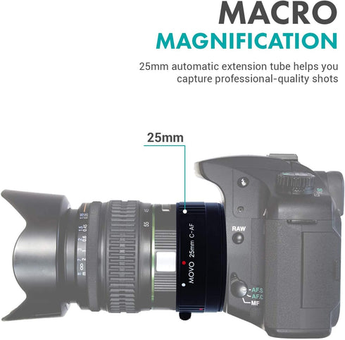 Movo/Kooka AF 25mm Macro Extension Tube for Canon EOS DSLR Cameras (with Automatic Focusing and Metering Passthrough)...