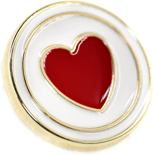 20 pcs Electroplating Golden Circles Enamel Red Heart Sewing Metal Shank Coat Buttons -23mm -7/8"...