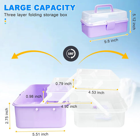 Tackle Box Organizers and Storage,10inch Craft Organizers and Storage,Three-Layer Sewing Box With 2 Trays,Medicine Storage Box With Handle For Nai...