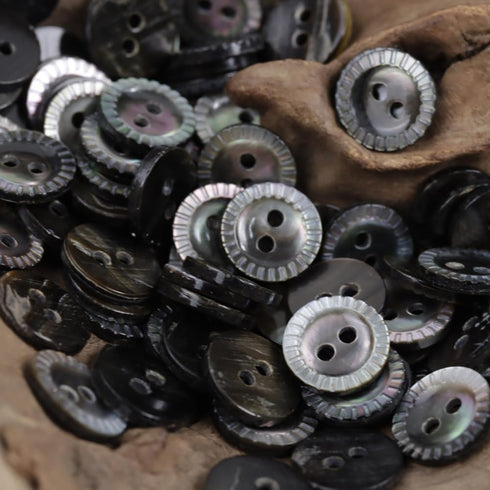 10 Pieces Genuine Black Mother of Pearl Buttons 10MM with Flower Pattern for Women Shirts Dresses Polo Skirts Sewing Craft, Natural Real Black Mop...