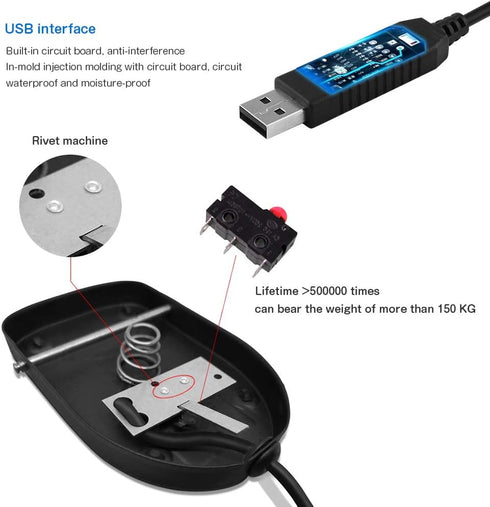 iKKEGOL USB Foot Pedal Switch gaming, Black Metal Single HID Action Programmable Digital hand Control Keyboard Mouse with 3 Color Rubber Mat...