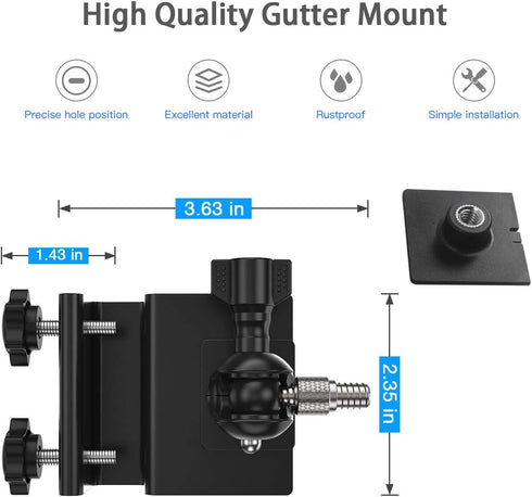 HOLACA Weatherproof Gutter Mount for Ring Solar Panel- Wall Mount Bracket Outdoor Mount Accessories for Ring Solar Panel (Black)...