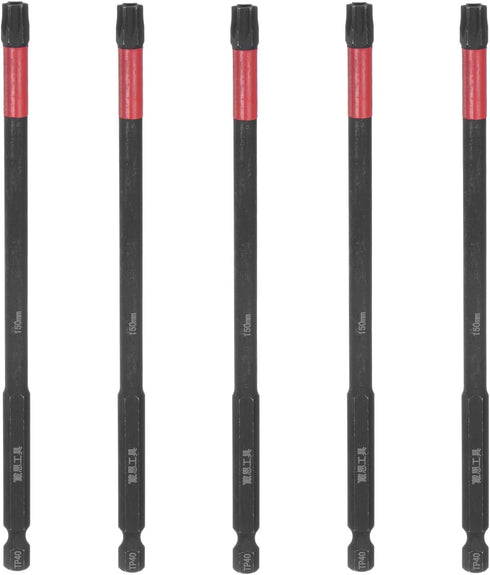 5pcs Impact Tough Torx Drill Bit T40 6" Length 1/4" Hex Shank S2 Steel Magnetic Insert Star 6 Point Head Screwdriver Bits...