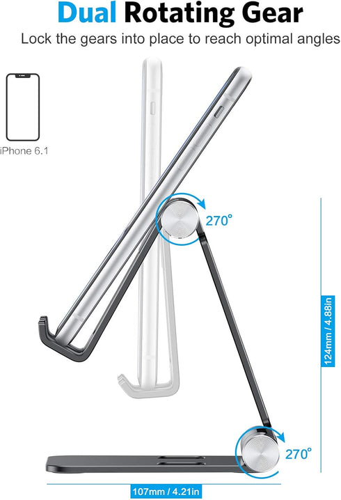 OMOTON Foldable Cell Phone Stand, C4 Portable Aluminum Phone Holder, Adjustable Phone Dock Cradle Compatible with iPhone 13/12/11 Pro Max, Samsung...