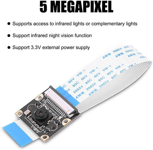 Camera Raspberry, 1080P HD 500W Mini Infrared Night Version Camera Module with OV5647 Sensor for......