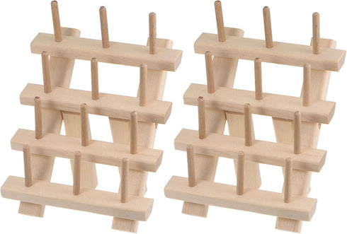 HARFINGTON 2pcs 12 Spools Small Foldable Wooden Thread Rack Thread Holder Sewing Embroidery Thread Organizer Hair braiding Rack for Sewing Braidin...