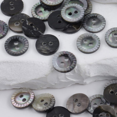 10 Pieces Genuine Black Mother of Pearl Buttons 10MM with Flower Pattern for Women Shirts Dresses Polo Skirts Sewing Craft, Natural Real Black Mop...