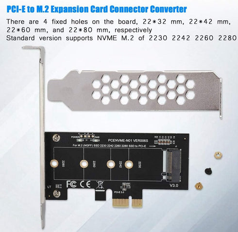 M.2 PCIe PCI E Adapter, M.2 to PCI E3.0 X1 Expansion Card,M2 SSD NGFF NVME (m Key) to PCIe 3.0 x 1 Adapter with Low Bracket for Desktop PCI Expres...