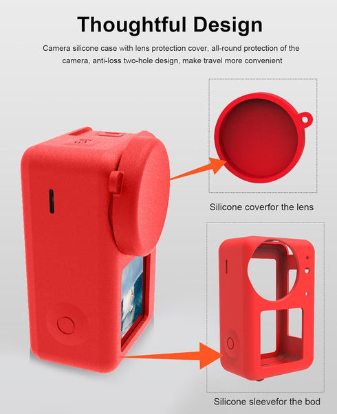 PULUZ Silicone Protective Case for DJI Osmo Action 4/3 with Lens Cap,Dust-Proof,Slim Durable Lightweight Rubber Soft Silicone Camera Protective Co...
