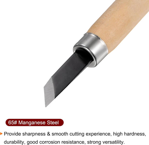 4pcs Wood Carving Knife Set 65# Manganese Steel Hand Carving Tools Wood Chisels for Sculpting Woodworking, Big Flat/Big Diagonal/Mid Semicircle/Tr...